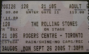 My Rolling Stones Concert Ticket